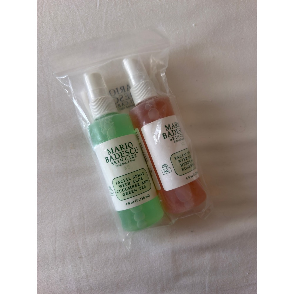 Mario Badescu Facial Spray Duo Aloe Rosewater Cucumber Green Tea 4oz Set of 2
